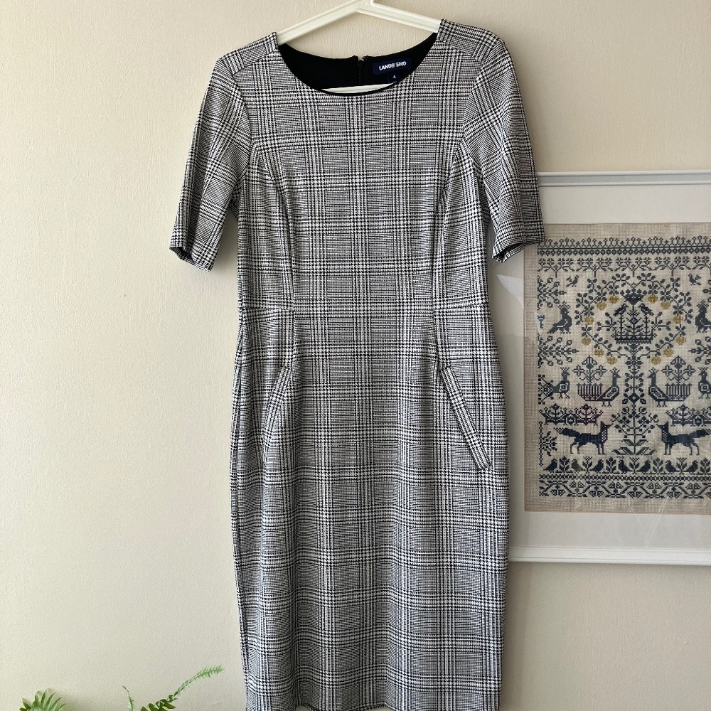 Glen plaid Lands End sheath dress